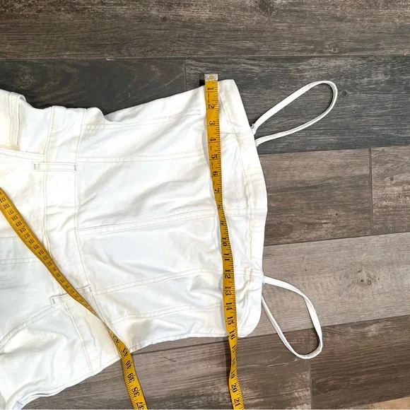 We The Free People NWOT Je Suis Pret Barrel Jumpsuit Size Large White Denim Zip - Picture 8 of 15